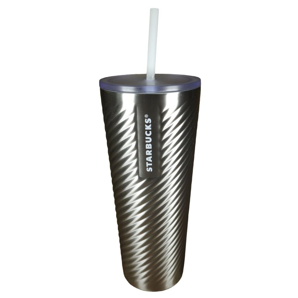 2022 Starbucks Silver Swirl Stainless Steel Tumbler 24 oz Venti Christmas